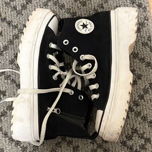 Converse Black and White Platform High-Tops Sz 8